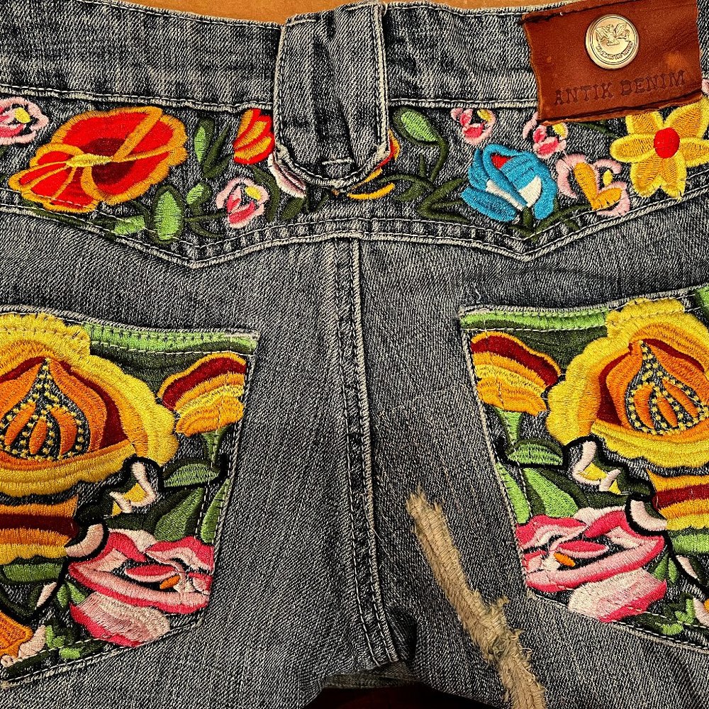 Antik Denim Boot Cut Jeans with Colorful Floral Design - Picture 2 of 9